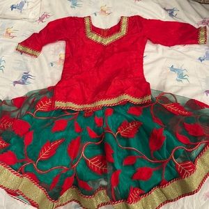 Little girls Indian Lehenga. Custom made. Fully lined.